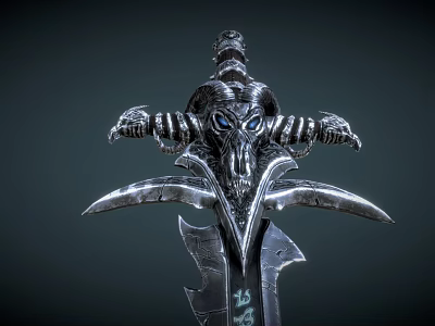Mythical Fantasy Sword With Ornate Hilt Intricate Skull Design And Sharp Blade 3d model