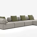 Modern Sectional Sofa In Light Gray With Green Cushions And Comfortable Design 3d model