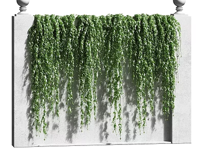 Natural Green Hanging Plant Decorative Ornament Set For Wall Railing Decoration 3d model