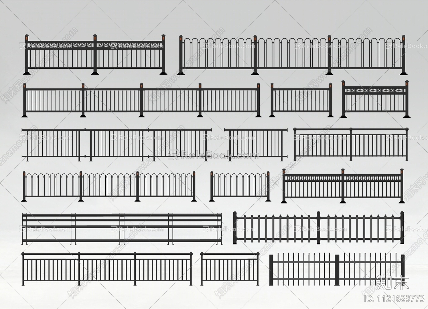 Road Guardrail Highway Guardrail Fence Railing Iron Railing 3d model