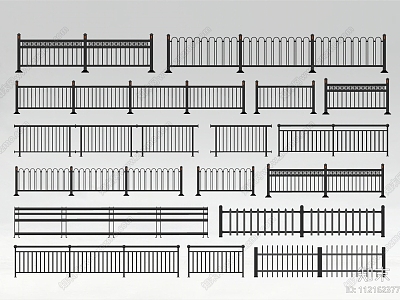 Road Guardrail Highway Guardrail Fence Railing Iron Railing 3d model