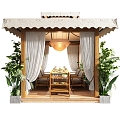 New Chinese Outdoor Courtyard Tent Hot Pot Restaurant Chinese Courtyard Style Restaurant Tent Plant Pile 3d model