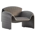 Modern Light Gray Leisure Chair With Curved Design And Rounded Armrests