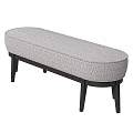 Modern Upholstered Beige Fabric Sofa Bench With Dark Wooden Legs Design