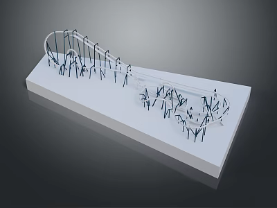 Abstract Architectural Model With Intricate Black Line Framework On White Base 3d model