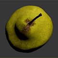 Fresh Ripe Yellow Pear With Brown Spots And Stem On Dark Background