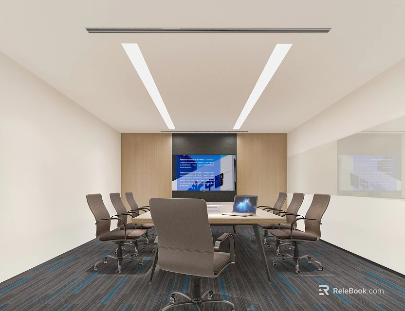 Modern Conference Room Interior With Conference Table Chairs And Digital 3d model