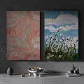 Abstract Leaf Texture And Floral Landscape Paintings For Wall Decor 3d model