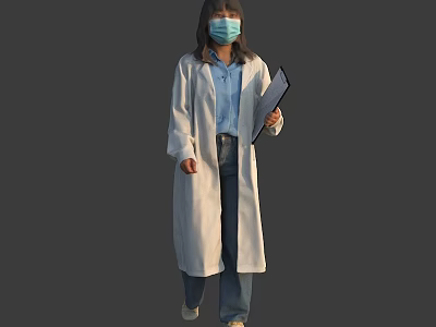 Female doctors, nurses, researchers 3d model
