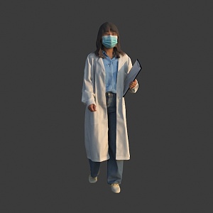 Female doctors, nurses, researchers 3d model