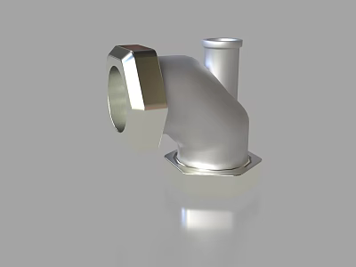 Stainless Steel Pipe Elbow Fitting Plumbing Component With Hex Nut Connection 3d model