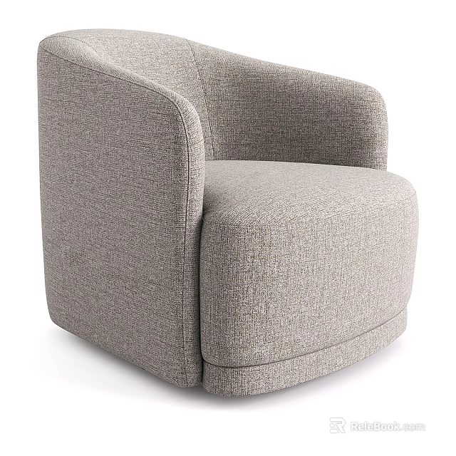 Light Gray Fabric Single Sofa With Modern Rounded Arms And Plush Cushion 3d model