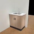 Modern Bathroom Vanity With Marble Countertop Silver Faucet Wooden Cabinet And Black Handles
