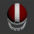 Shiny Red American Football Helmet With White Stripe And White Facemask