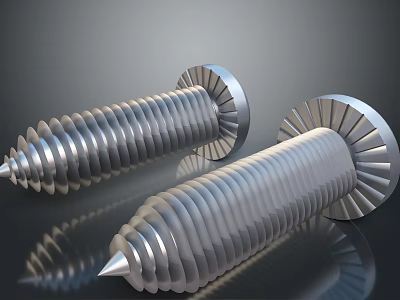 High Quality Industrial Metal Screws With Threaded Design And Gear Shaped Head 3d model