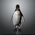 Adorable Penguin With Black White Plumage And Orange Beak In Standing Posture On Gray Background 3d model