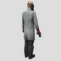 Game Movie Character Wearing Gas Mask With Bloody Lab Coat Holding Gun