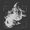 3D Rendered Fantasy Dragon With Blue Pink Scales Wings Floating Colorful Particles And Fluid Effects
