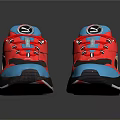 PUMA Red And Blue Lace Up Athletic Sneakers With Retro Modern Streamlined Design