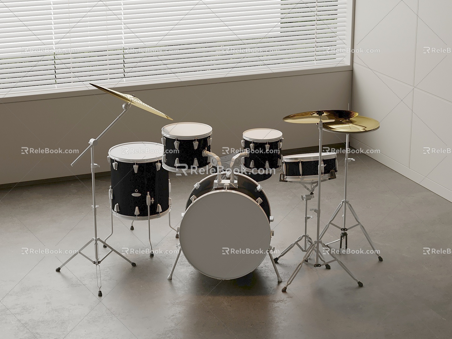 Modern musical instrument drum set 3d model