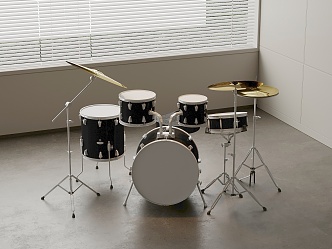 Modern musical instrument drum set 3d model