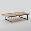 Modern Wooden Tea Table Design With Metal Frame And Natural Wood Tabletop