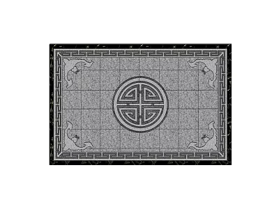 Traditional Chinese Style Floor Tile With Central Shou Character And Ornamental Corner Designs 3d model