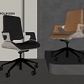 POLIFORM Modern Office Chairs In Black And Brown With Wheels And Metal Base