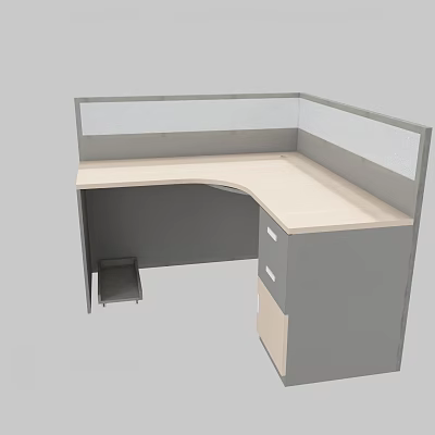 Office area L screen station 3d model
