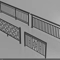 Modern Decorative Railings With Geometric Patterns And Horizontal Bar Designs 3d model