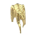 Golden Mechanical Bull Sculpture With Metallic Texture And Intricate Design Details