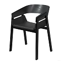 Modern Minimalist Black Dining Chair With Curved Backrest And Wooden Frame
