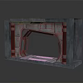 Modern Industrial Style Concrete Architectural Structure With Arched Opening And Metal Frame Details