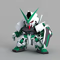 Tech Exhibition Hall Showcasing Q Version White Green Gray Gundam Robot Model 3d model