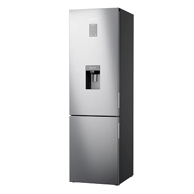 Upright Silver Fridge Freezer With Water Dispenser Modern Design For Home Kitchen 3d model