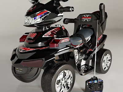 Kids Ride On Toy Tricycle With Black Red Stylish Design Remote Control And Shiny Wheels 3d model