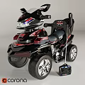 Kids Ride On Toy Tricycle With Black Red Stylish Design Remote Control And Shiny Wheels