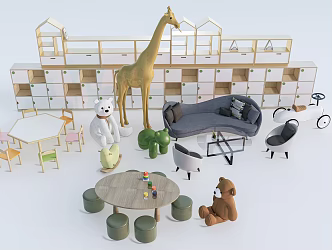 Modern Children's Tables and Chairs Children's Furniture Children's Accessories 3d model