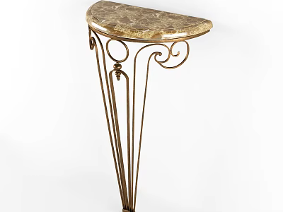 Elegant Console Table With Marble Top And Metal Scroll Base 3d model