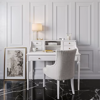 Jane European desk and chair desk and chair combination 3d model