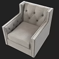 Light Gray Tufted Single Sofa With Square Armrests And Fabric Upholstery 3d model