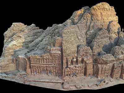 Majestic Rocky Sandstone Terrain With Ancient Carved Architecture And Cliffside Structures 3d model