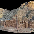 Majestic Rocky Sandstone Terrain With Ancient Carved Architecture And Cliffside Structures