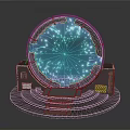 Futuristic Circular Portal Device With Blue Glowing Energy Base Steps And Control Panels