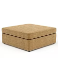 Brown Upholstered Square Stool with Textured Fabric and Modern Simple Design 3d model