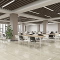 modern staff school hospital factory enterprise canteen restaurant dining area 3d model