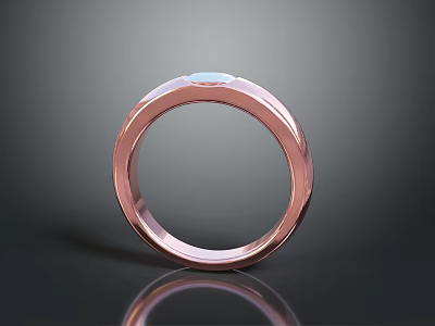 Elegant Rose Gold Ring With Simple Design And Crystal Accent For Daily Wear 3d model