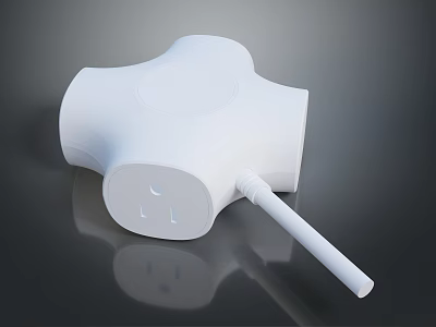 White Sleek Electrical Device With Plug And Rounded Modern Surface Design 3d model