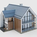Modern Detached Villa With Wooden Siding Large Glass Windows Balcony And Gabled Roof