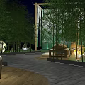 Check-in at Cozy Night Garden with Bamboo Trees and Outdoor Lighting